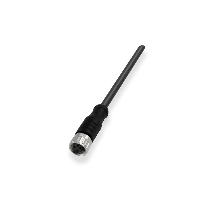 M8 4 Pin、Straight type female、Single end pre cast PUR flexible cable、Black sheathed 、63S401-XXX