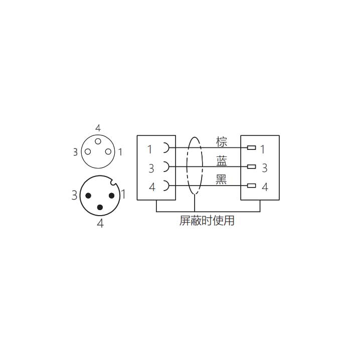 M8 3Pin 母头直型转M12 3Pin 公头直型、双端预铸防焊渣PUR柔性电缆、橙色护套、63T201-XXX