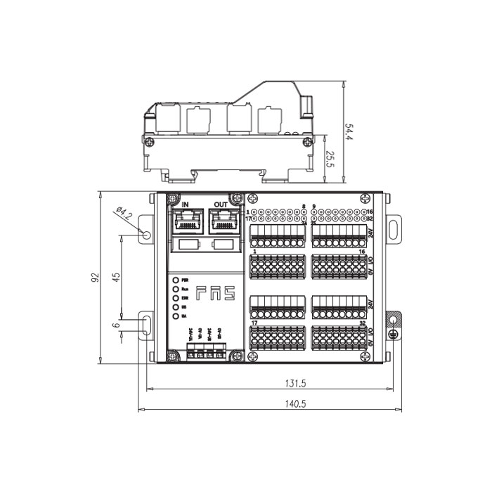 Multi-protocol module IP20、32DI/DO adaptive configuration、NPN、Terminal type、RJ45 network port 、Remote module、009B52