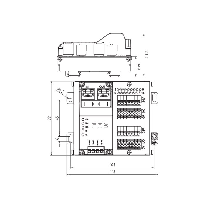 PROFINET protocol、16DI/DO adaptive configuration、NPN、RJ45 network port、IP20 remote module、009A12