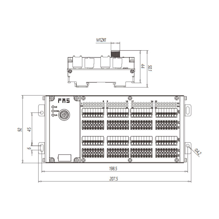 IP20、IO-Link Hub、PNP、64DI/DO 自适应、Class B、端子式模块、009C73