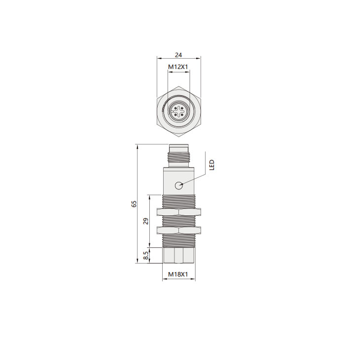 IO-Link Hub、RFID、Ø 18 x 65 mm、可读/写紧凑型处理器、FIS106