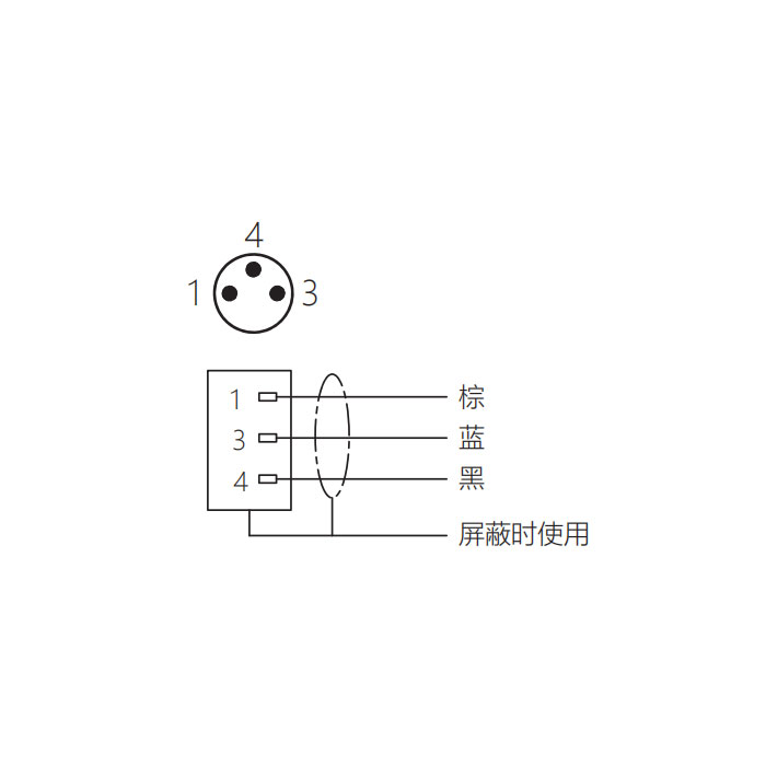 M8 3Pin、公头直型、耐高温120℃、单端预铸PUR柔性电缆、黑色护套、63H021-XXX