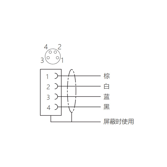 M8 4Pin、母头90°、单端预铸电缆、防焊渣PUR材质、橙色护套、63T061-XXX