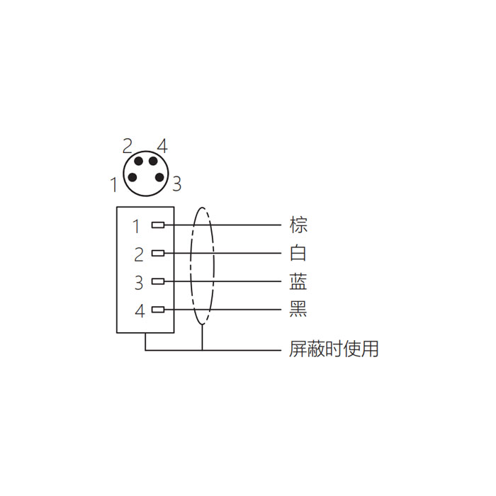 M8 4Pin、公头90°、单端预铸电缆、防焊渣PUR材质、橙色护套、63T581-XXX