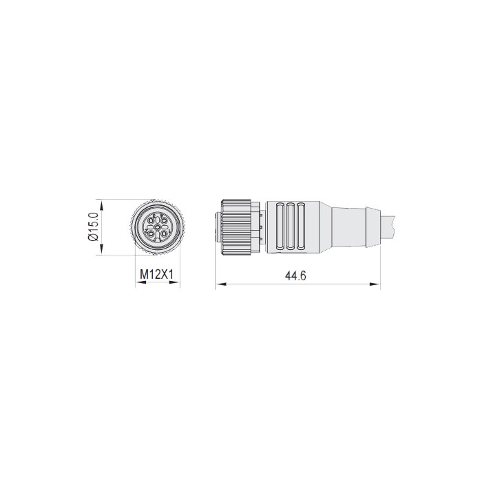 M12 5Pin、母头直型、单端预铸电缆、防焊渣PUR材质、橙色护套、64T093-XXX