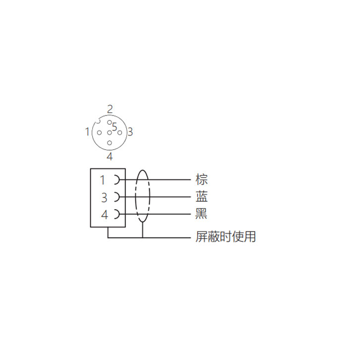 M12 3Pin、母头直型、单端预铸电缆、防焊渣PUR材质、黄色护套、64T011-XXX