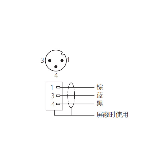 M12 3Pin、公头直型、单端预铸电缆、防焊渣PUR材质、黄色护套、64T611-XXX