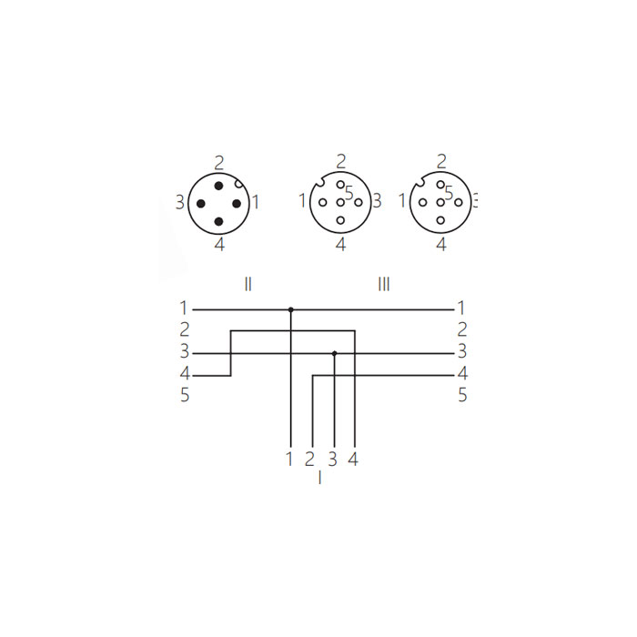 M12 4Pin公头/2M12 3Pin母头、Y型预铸防焊渣PUR柔性电缆、黄色护套、64T161-XXX