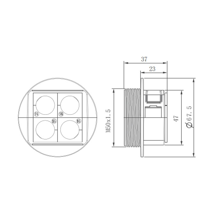 KBL电缆引入系统、螺纹规格M50x1.5、螺纹长度14 mm、KBL-QVT50/4、   047502