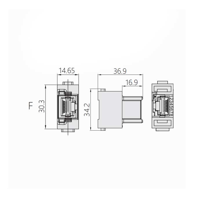 HM模块、母接插、4或8 Pin、HM-RJ45-F、09140094151