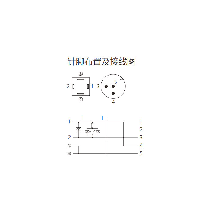 阀门插头类型C，工业，9.4 mm，4Pin转M12公头直型、双端预铸PVC非柔性电缆、灰色护套、6VC063-XXX