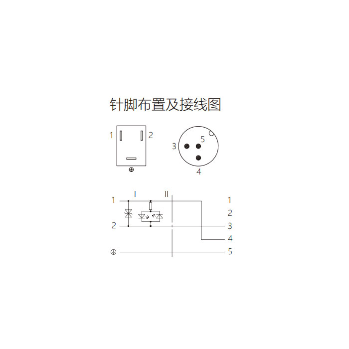 阀门插头类型B，工业，11 mm，3Pin转M12公头直型、双端预铸PVC非柔性电缆、灰色护套、6VB123-XXX