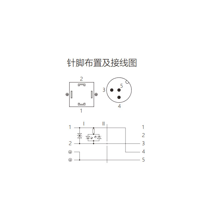 阀门插头类型A，DIN，18mm，4Pin转M12直型公头、双端预铸PVC非柔性电缆、灰色护套、6VA043-XXX