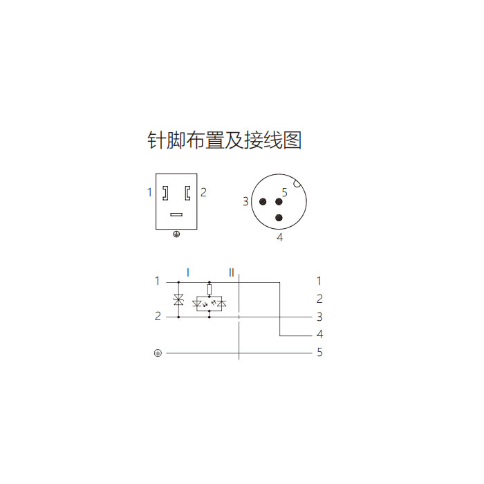 阀门插头类型B，DIN，10mm，3Pin转M12公头直型、双端预铸PVC非柔性电缆、灰色护套、6VB043-XXX