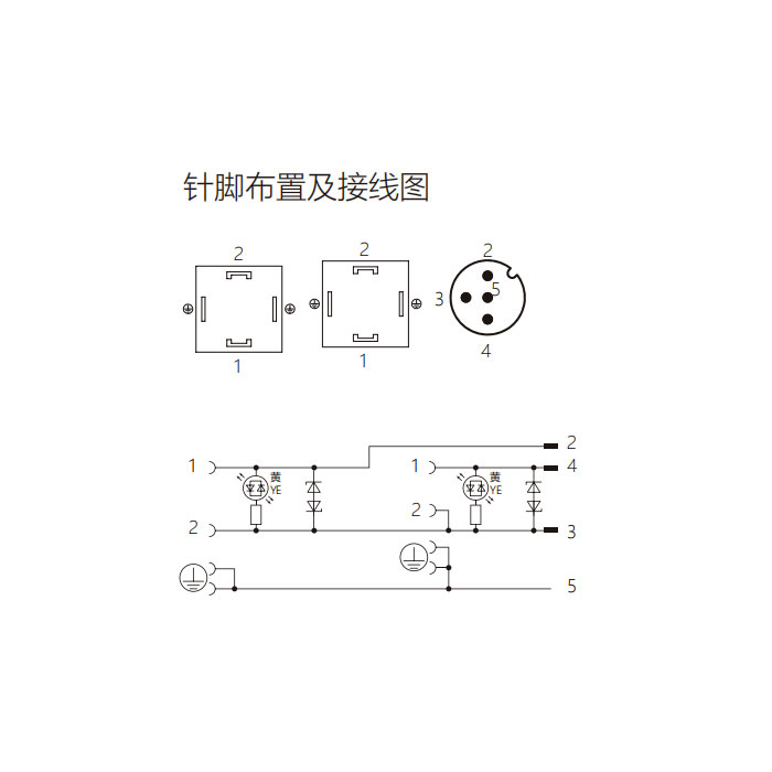 阀门插头类型A，DIN，18mm，4Pin转M12直型公头、双端预铸PUR柔性电缆、黑色护套、6VA081-L1/L2