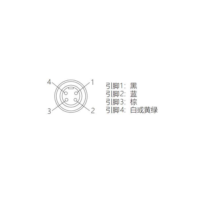 7/8”4Pin、母头直型、法兰插座、预铸UL电子线、0PI941-XXX 