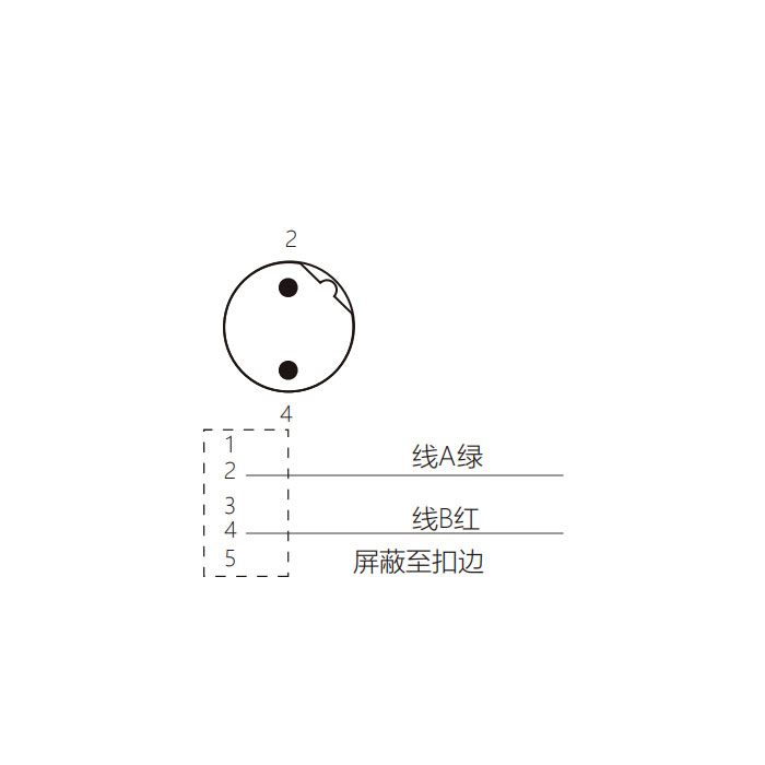 M12 2Pin 、Profibus法兰插座、B-coded、单端预铸PUR柔性电缆、紫色护套、0C4061-XXX