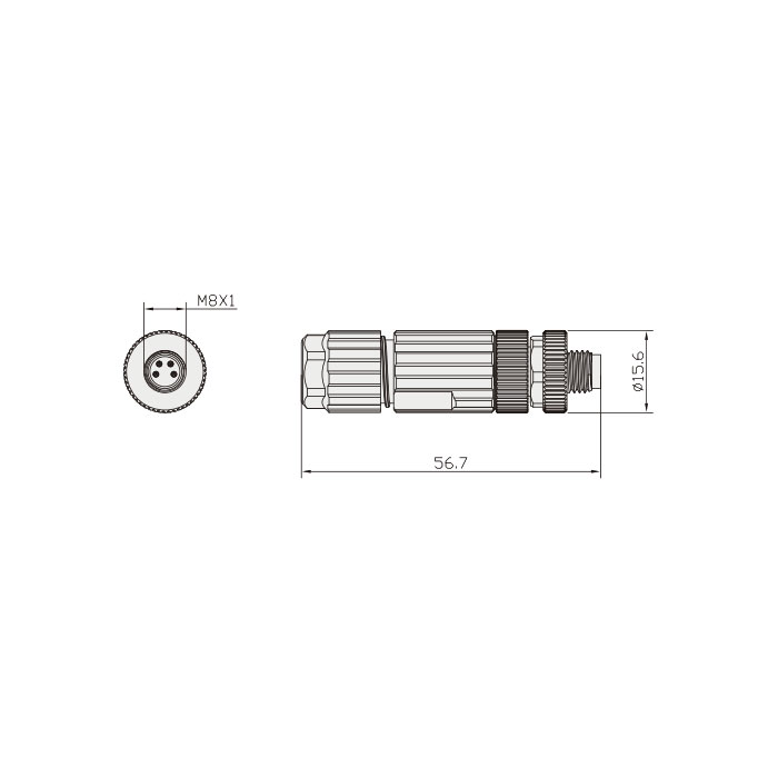 M8 4Pin、公头直型、直插式连接、63F441