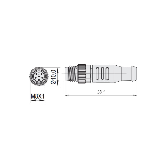 M8 6Pin、公头直型、单端预铸PUR柔性电缆、带屏蔽、黑色护套、63S661-XXX