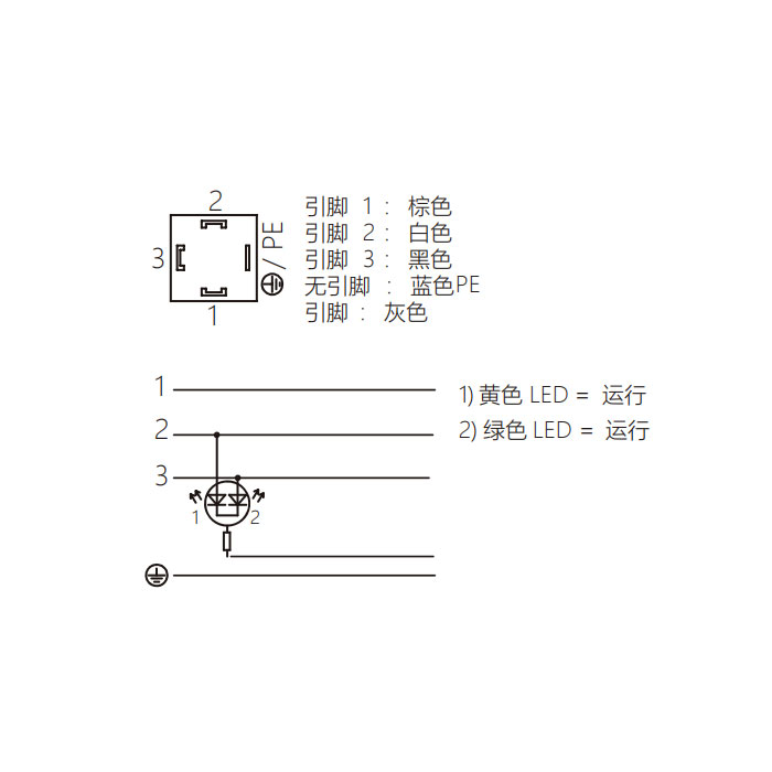 压力开关插头、4Pin、单端预铸PVC非柔性电缆、灰色护套、6VA101-XXX