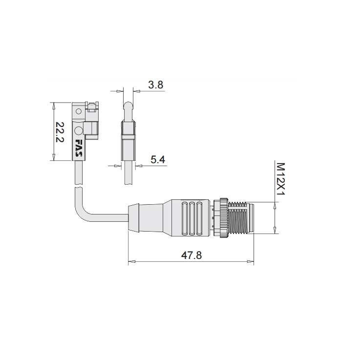 NPN常开、可在SMC C型槽固定,带M12插头的电缆(3针)、4SC501-XXX  