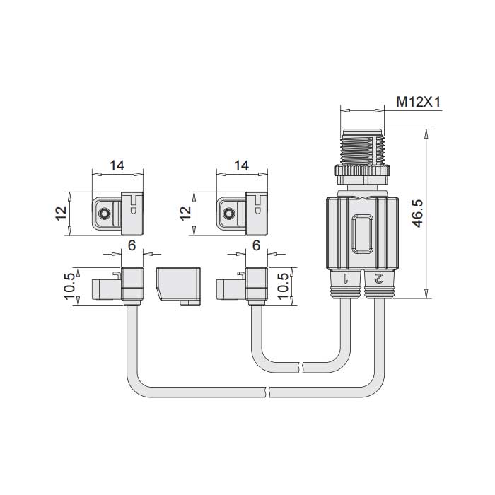 PNP常开、Y-Twin®、可在 AirTAC J型槽固定， 带M12公头直型 (4针)、6AJ121-XXX