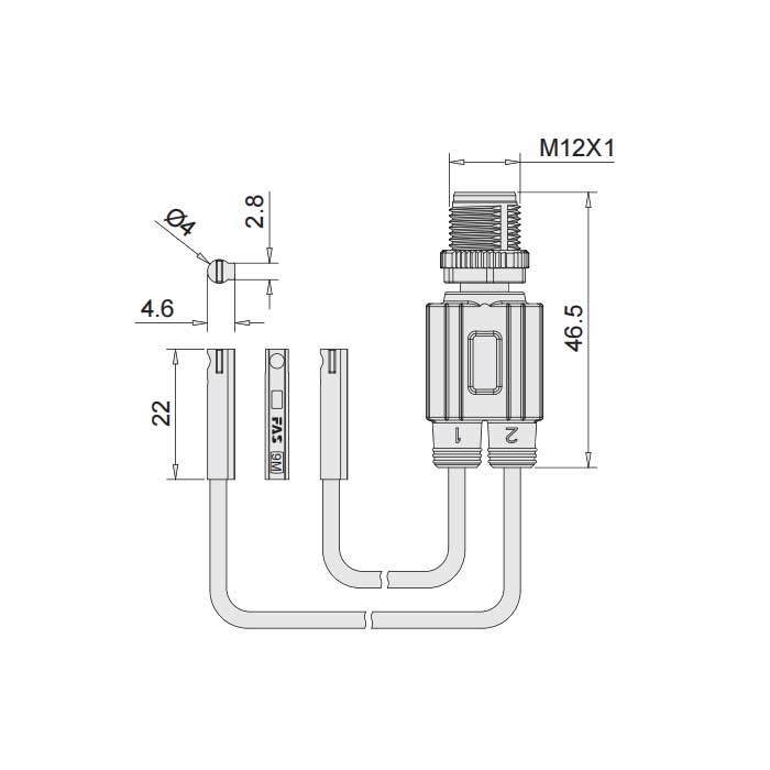 NPN常开、Y-Twin®、可在SMC C型槽固定， 带M12公头直型 (4针)、4SC141-XXX