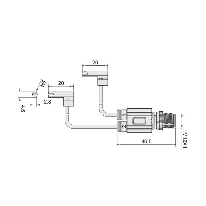 NPN常开、Y-Twin®、可在SMC C型槽固定， 带M12公头直型 (4针)、4SC341-XXX