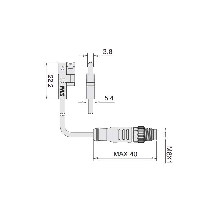 NPN常开、可在SMC C型槽固定,带M8插头的电缆(3针)、4SC421-XXX  