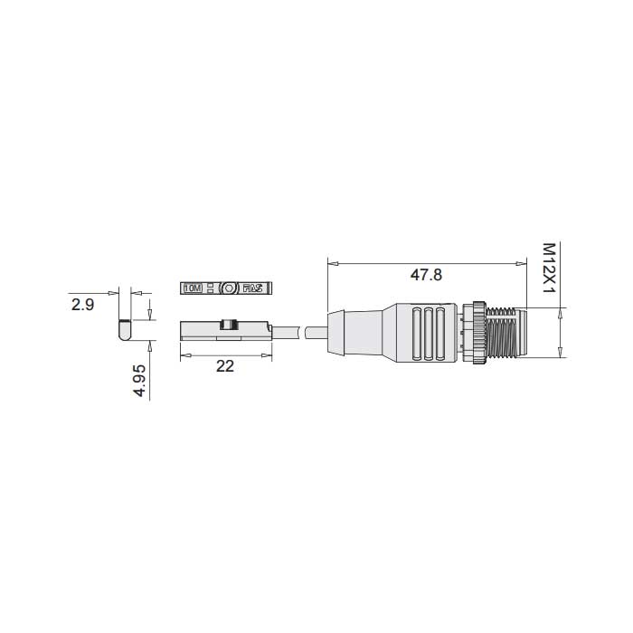 NPN常开、可在Festo C型槽固定, 带M12插头的电缆(3针)、4FC101-XXX  