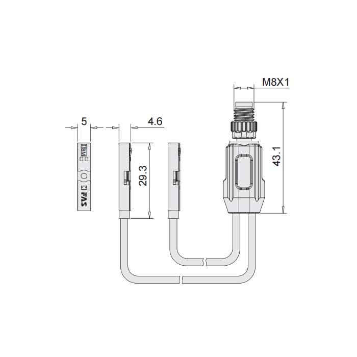 PNP常开、Y-Twin®、可在Festo&SMC T型槽固定,带M8插头的电缆(4针)、4FT041-XXX