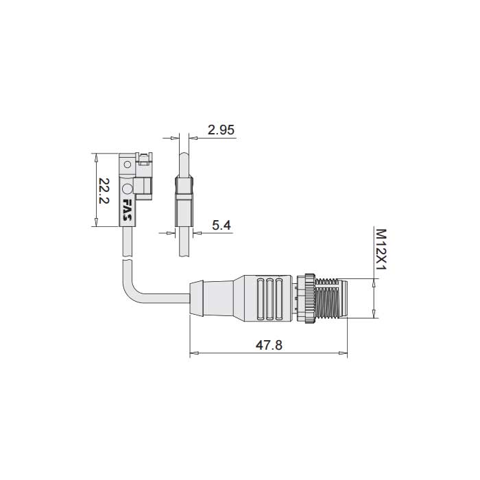 NPN常开、可在Festo C型槽固定,带M12插头的电缆(3针)、4FC301-XXX