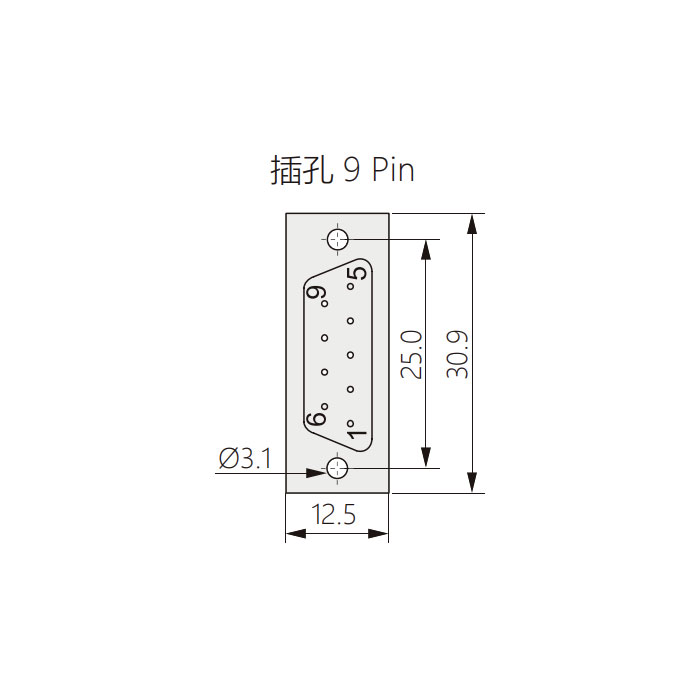 D-SUB 9Pin 连接器、母头、焊接式、屏蔽、180°出线、FMK1G-109-FS、901009