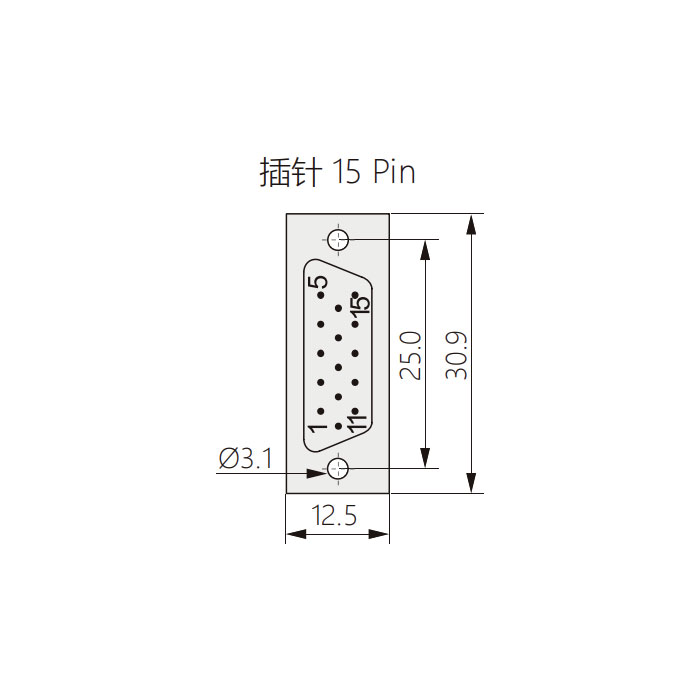 D-SUB 15 Pin 连接器、焊接式、公头、屏蔽、45°出线、FMK1-315-MS、910315