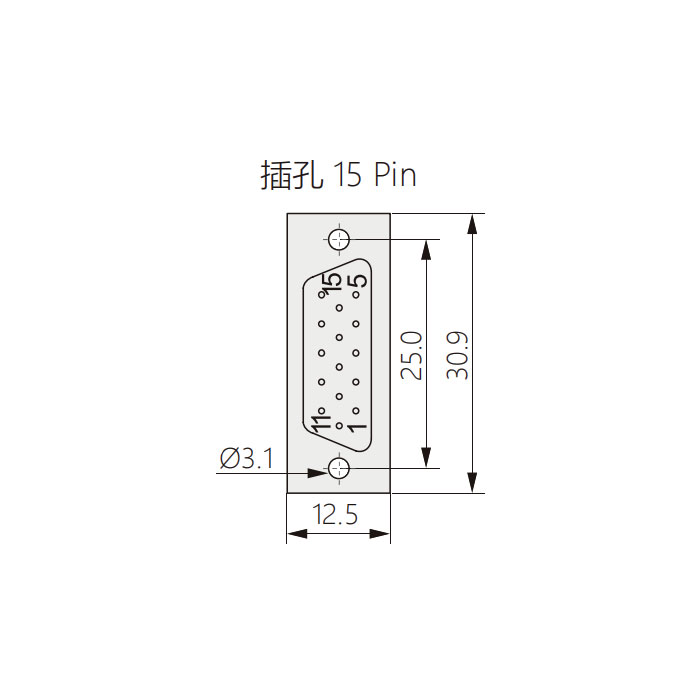 D-SUB 15 Pin 连接器、母头、焊接式、屏蔽、180°出线、FMK1G-315-FS、901315