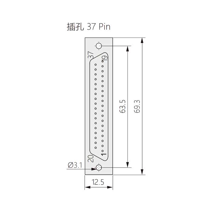 D-SUB 37 Pin 连接器、母头、压接式、屏蔽、45°出线、FMK4-237-FC、912037