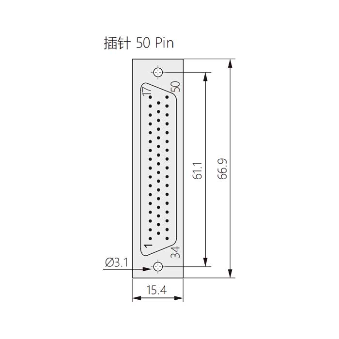 D-SUB 50 Pin 连接器、公头、焊接式、屏蔽、45°出线、FMK5-350-MS、910050