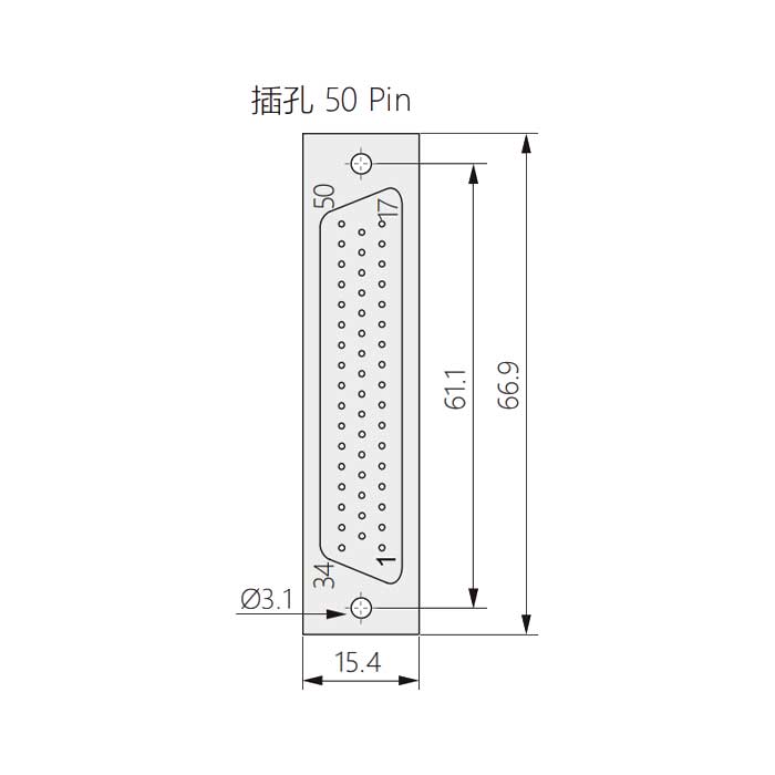 D-SUB 50 Pin 连接器、母头、压接式、屏蔽、45°出线、FMK5-350-FC、912050