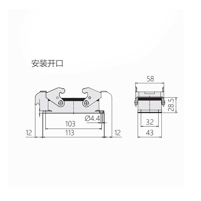 下壳 开孔安装、H16B-AG、19300160301