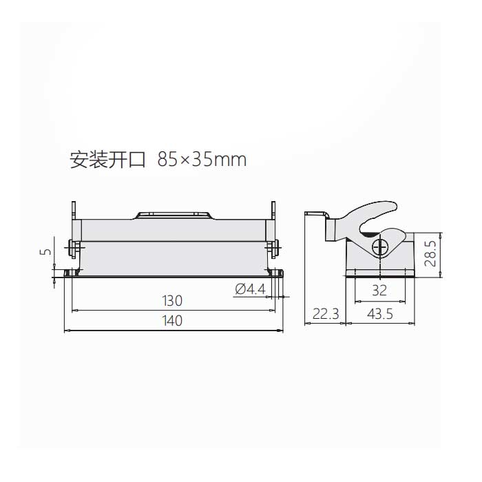 下壳 开孔安装、H24B-AG-LB、09300240307