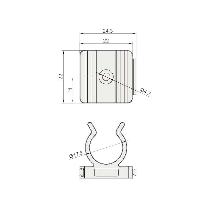 固定线夹、适用于M12预铸线M4螺丝、固定座内径17.5mm、64SS04