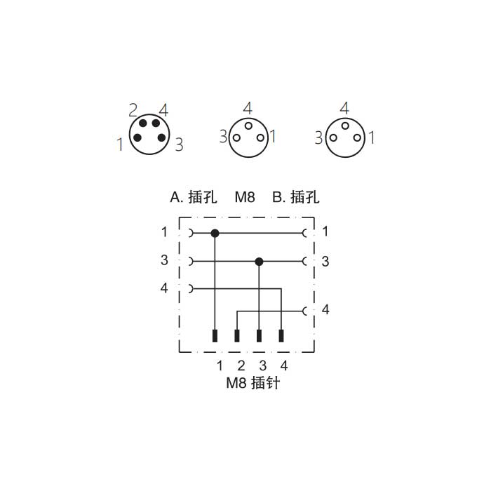 M8 4Pin 公头/2M8 3Pin 母头、Y型连接器、633301