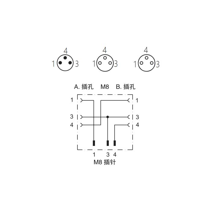 M8 3Pin 公头/2M8 3Pin 母头、Y型连接器、633341