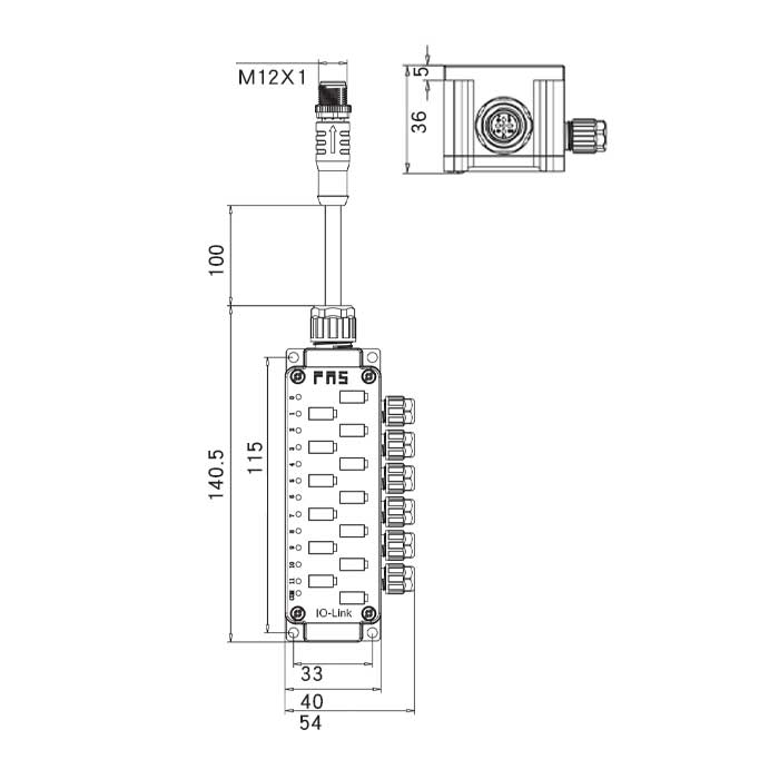 IO-Link Hub、PNP、12 DI、IP40、00BQ02